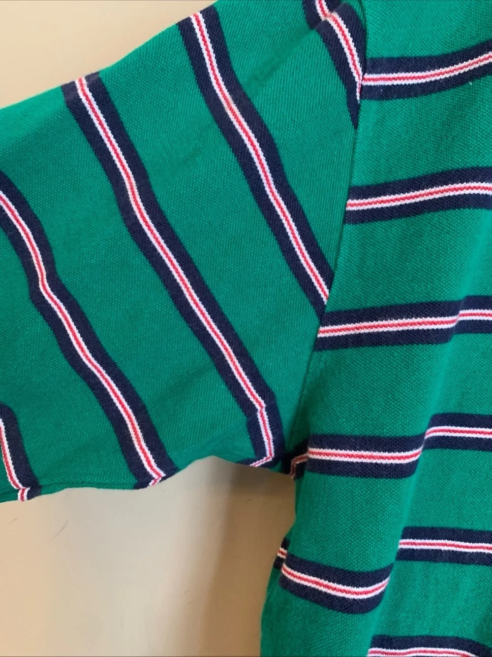 Polo Ralph Lauren Men's Polo Shirt Green Blue Stripe XL 90’s